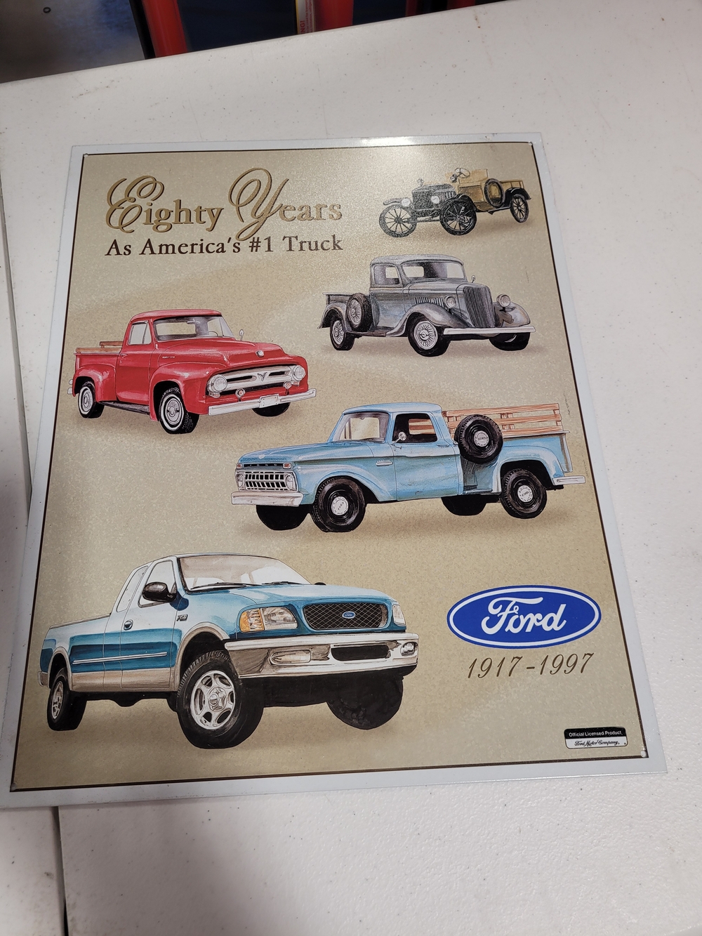 Ford Vintage Trucks Wall Art - Blue, Red, Cream, Gray
